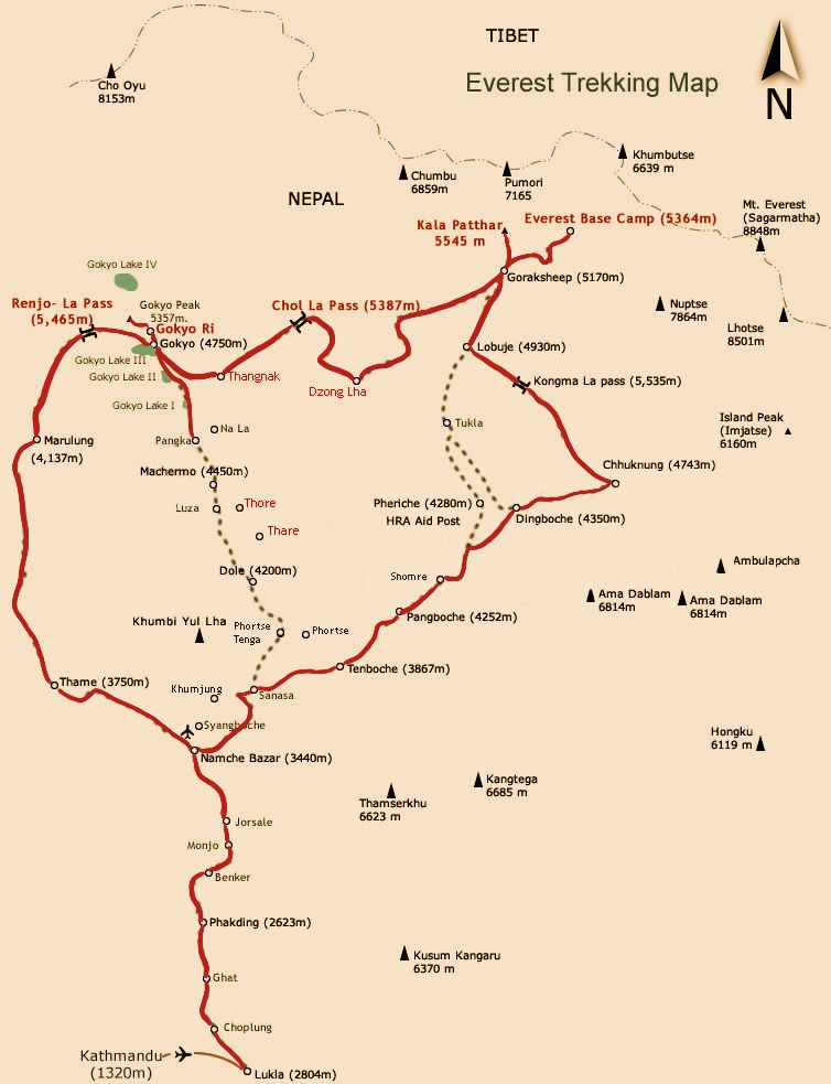 Tour Map of Roof of the World Trek